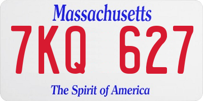 MA license plate 7KQ627