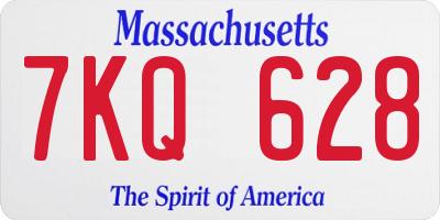 MA license plate 7KQ628