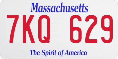 MA license plate 7KQ629