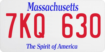 MA license plate 7KQ630