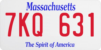 MA license plate 7KQ631