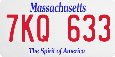 MA license plate 7KQ633
