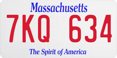 MA license plate 7KQ634