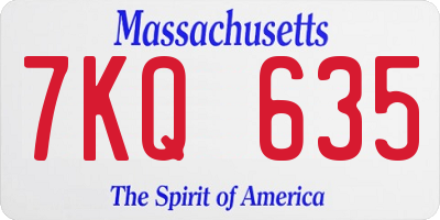 MA license plate 7KQ635