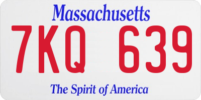 MA license plate 7KQ639