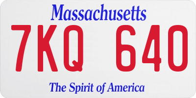 MA license plate 7KQ640