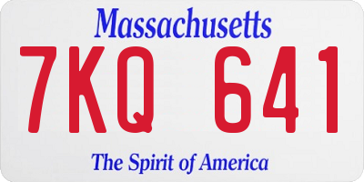 MA license plate 7KQ641