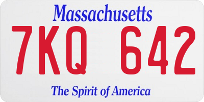MA license plate 7KQ642