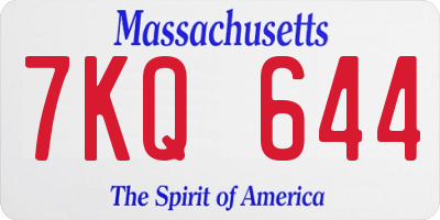 MA license plate 7KQ644