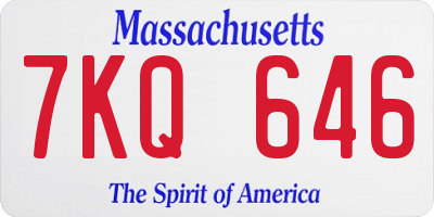 MA license plate 7KQ646