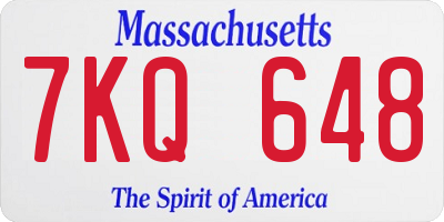MA license plate 7KQ648