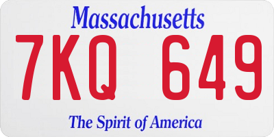 MA license plate 7KQ649