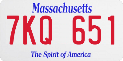 MA license plate 7KQ651