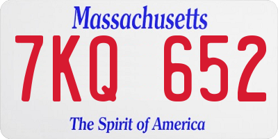 MA license plate 7KQ652