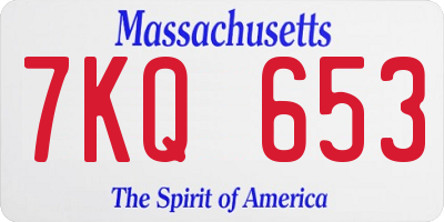 MA license plate 7KQ653