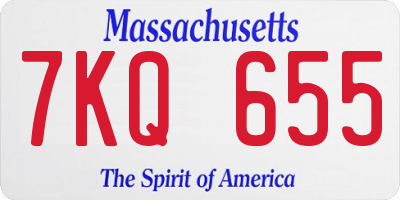 MA license plate 7KQ655