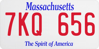MA license plate 7KQ656