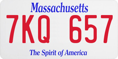 MA license plate 7KQ657