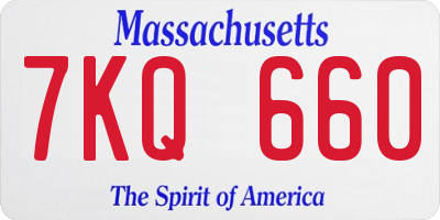 MA license plate 7KQ660