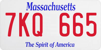 MA license plate 7KQ665