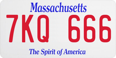 MA license plate 7KQ666