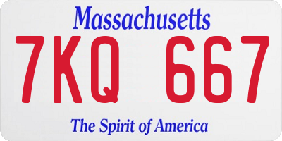 MA license plate 7KQ667