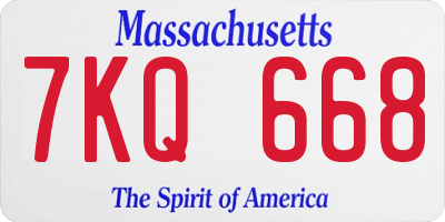 MA license plate 7KQ668