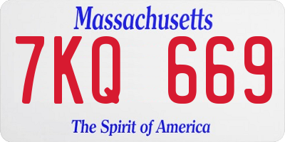 MA license plate 7KQ669
