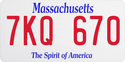 MA license plate 7KQ670