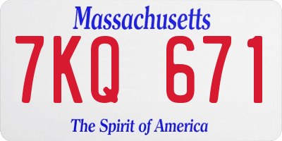 MA license plate 7KQ671