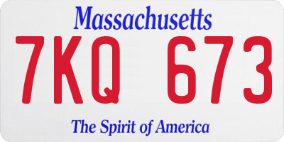 MA license plate 7KQ673