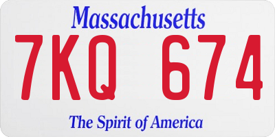 MA license plate 7KQ674