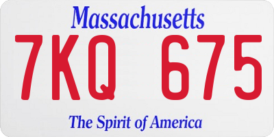 MA license plate 7KQ675