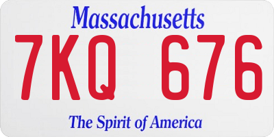 MA license plate 7KQ676