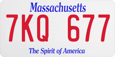 MA license plate 7KQ677