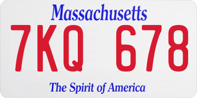 MA license plate 7KQ678
