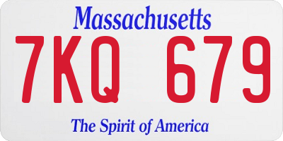 MA license plate 7KQ679