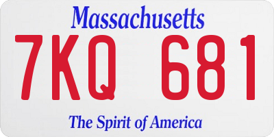 MA license plate 7KQ681