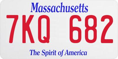 MA license plate 7KQ682
