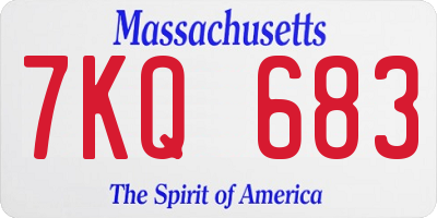 MA license plate 7KQ683