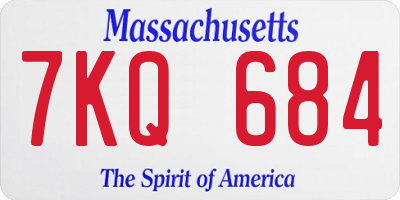 MA license plate 7KQ684