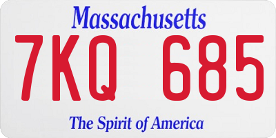 MA license plate 7KQ685