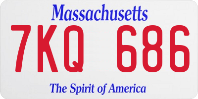 MA license plate 7KQ686