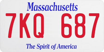 MA license plate 7KQ687