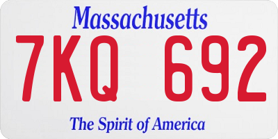 MA license plate 7KQ692