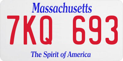 MA license plate 7KQ693