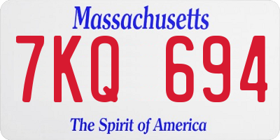 MA license plate 7KQ694