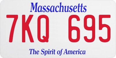 MA license plate 7KQ695