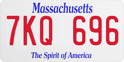 MA license plate 7KQ696