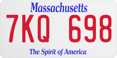 MA license plate 7KQ698